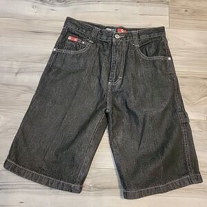 Southpole Shorts Boy 10 Black Y2K Baggy Denim Pockets Carpenter‎ Flat Front VGT